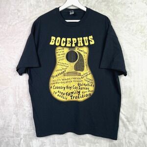 Hank Williams Jr Bocephus Song Titles on Guitar Print Shirt (2XL)